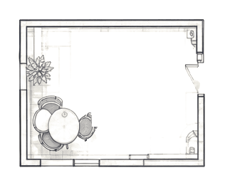 Hand-drawn floor plan of a third-party administrator’s separate office