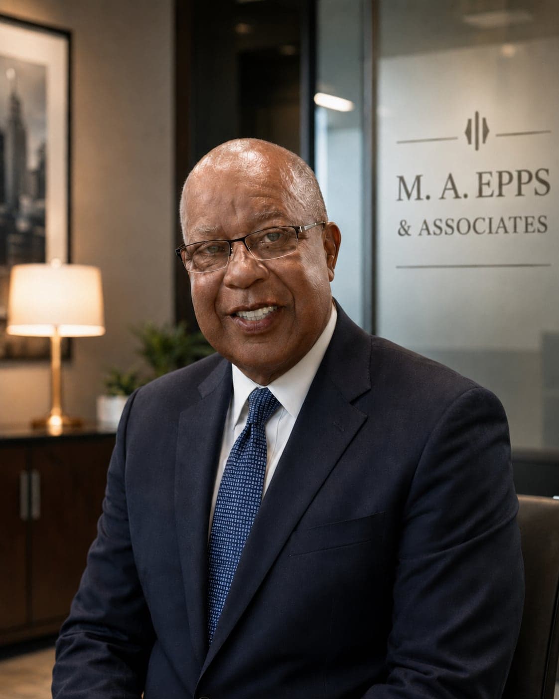 Michael A. Epps, ChFC®, RICP®, seated in the M. A. Epps & Associates office
